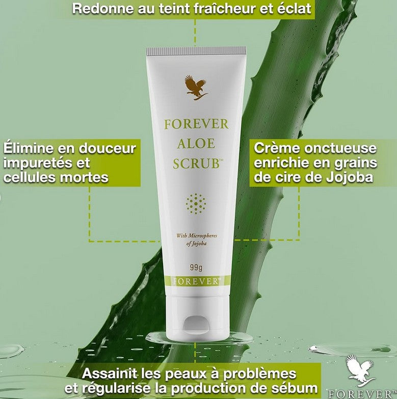 Bienfaits , Aloe Scrub , Aloe vera , Forever , masques et gommages, vente de produit en ligne , vannes , Morbihan , 56