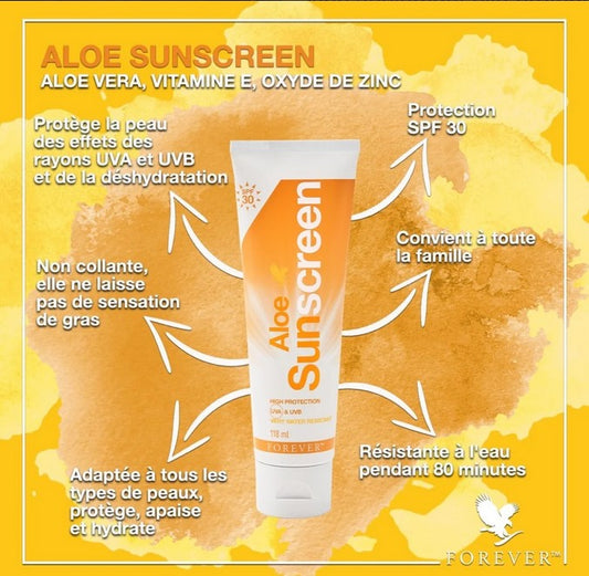 Bienfaits , Aloe sunscreen , Aloe vera , Forever , protection solaire , vente de produit en ligne , vannes , Morbihan , 56