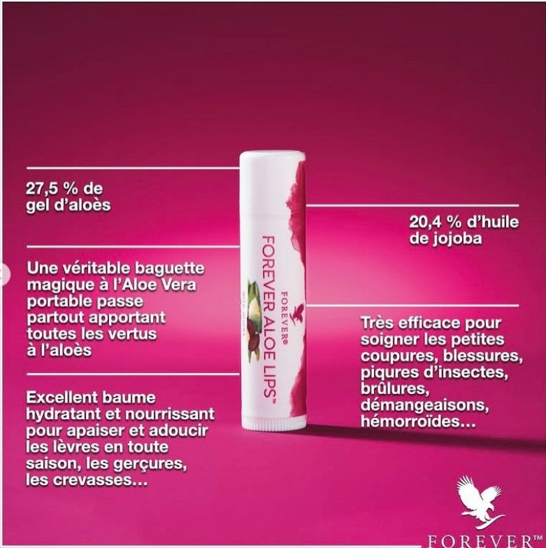 Aloe lips , Aloe vera , Forever , baume à lèvres , stick à lèvres , vente de produit en ligne , vannes , Morbihan , 56